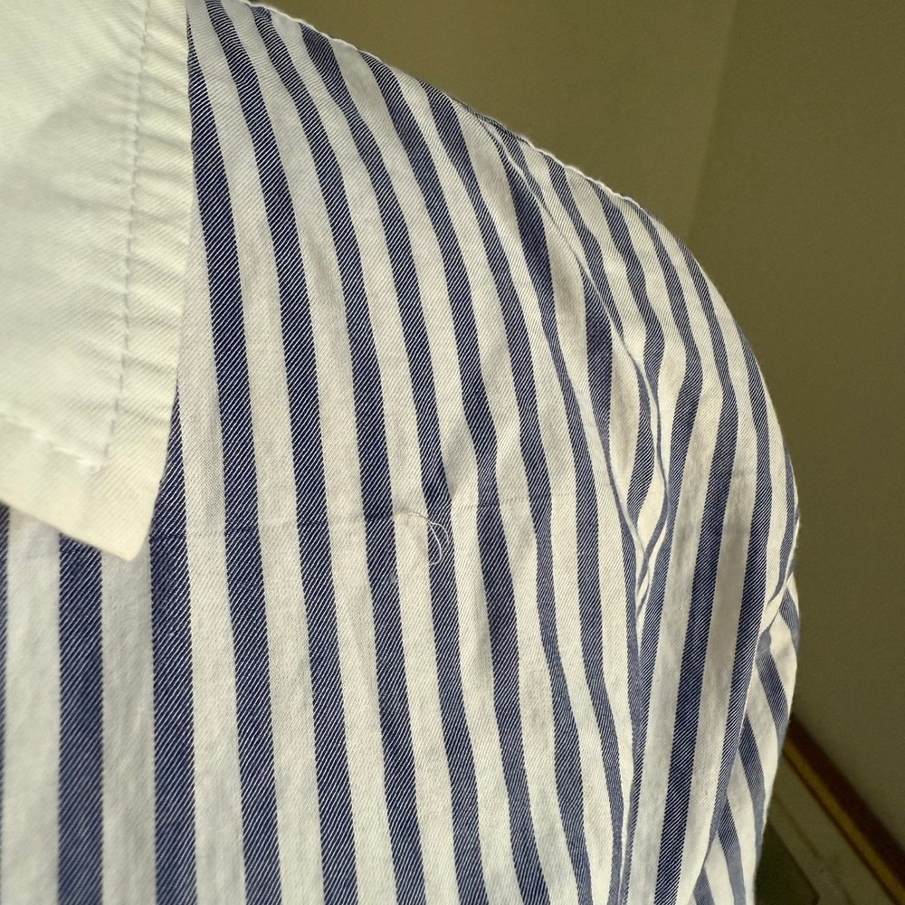 Everlane‎ Silky Cotton Mariner Shirt Blue Striped Long Sleeve Button Down 14 - Picture 2 of 9